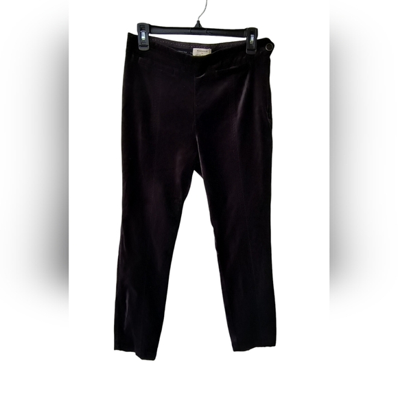 Anthropologie Essential Slim Stylish Black Velvet Velour Pants, 6 - Picture 1 of 10